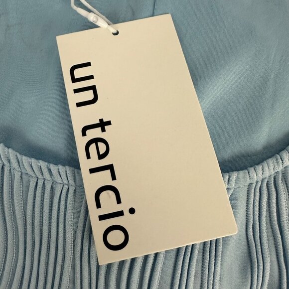 Un Tercio Womens XL Blue Textured Long Sleeve Midi Dress Polyester/Spandex Blend - Picture 5 of 11